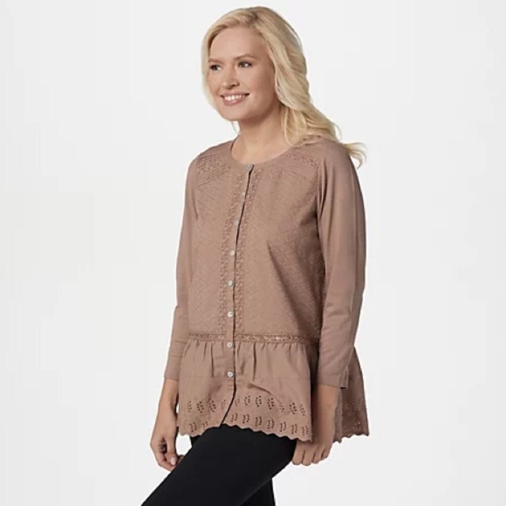 LOGO Lavish by Lori Goldstein Button Front Top